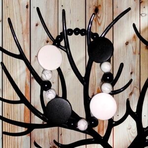 Light with Dark Stretch Bead Bracelet